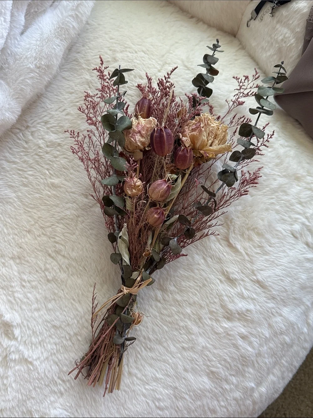 Roxanne's Dried Flowers Pink Toile Bouquet